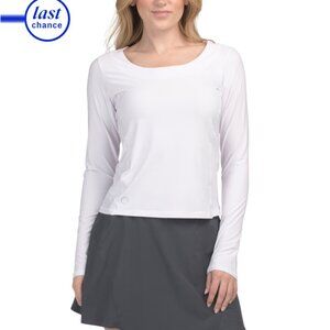 THE BUBBLE White Lexi Ruched Back Long Sleeve Top